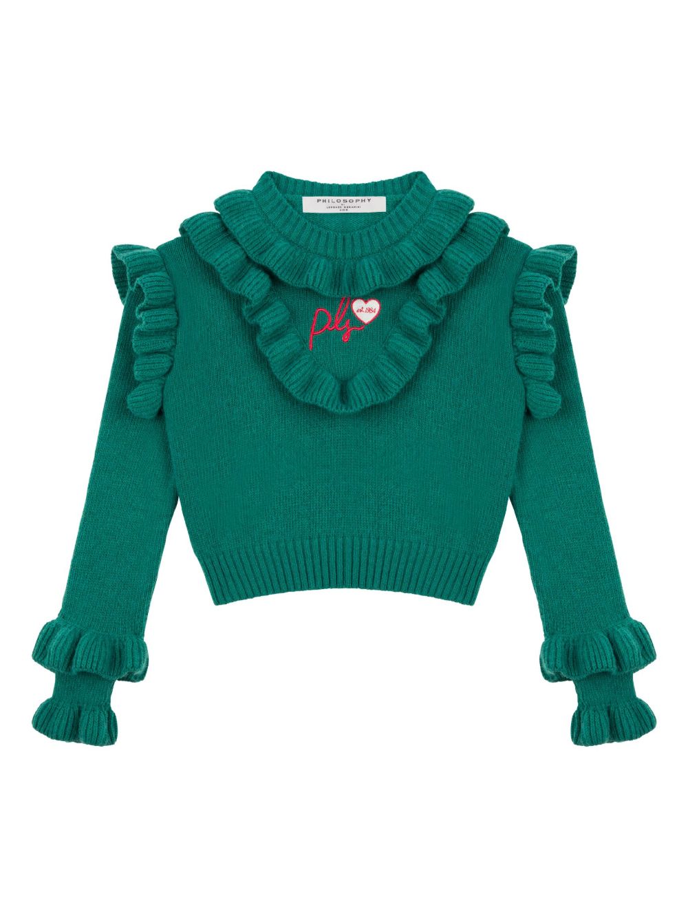 Philosophy Di Lorenzo Serafini Kids logo刺绣针织上衣 - 绿色