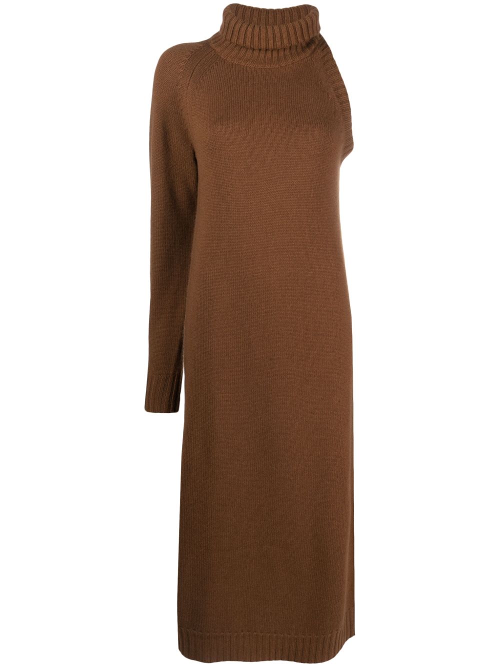 Max Mara Linfa 羊毛羊绒混纺中长连衣裙 - 褐色