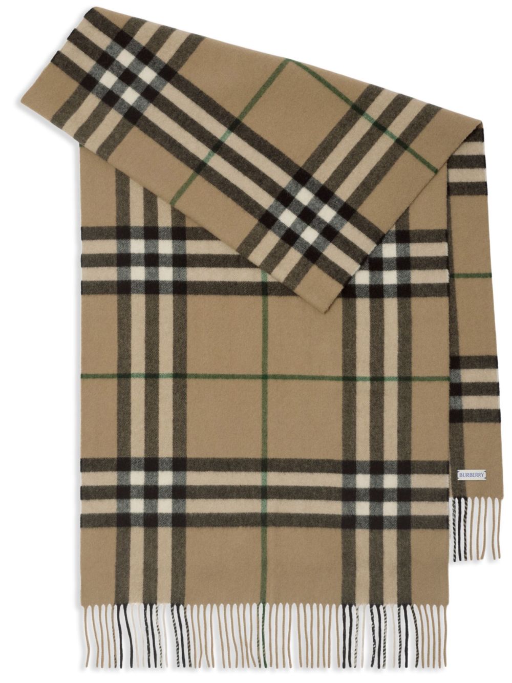 Burberry 宽格纹羊绒围巾 - 中性色