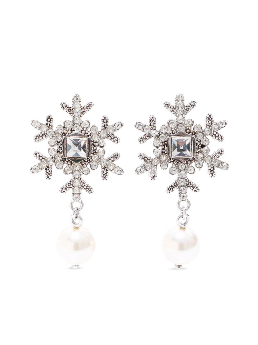 Miu Miu Pre-Owned Snow 水钻镶嵌耳环 - 银色