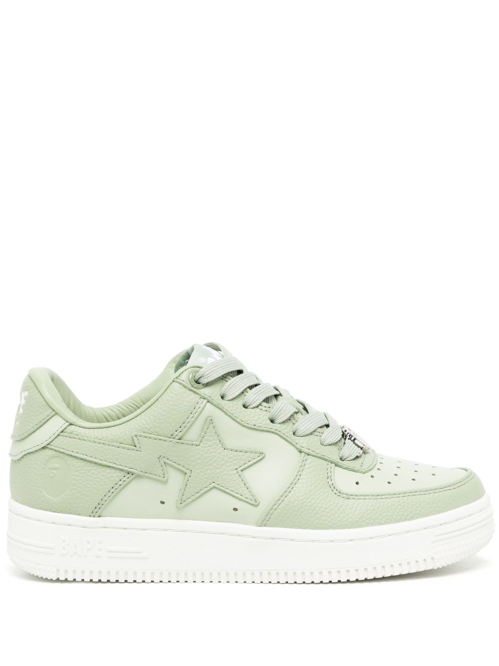 A BATHING APE® 标贴皮质运动鞋 - 绿色