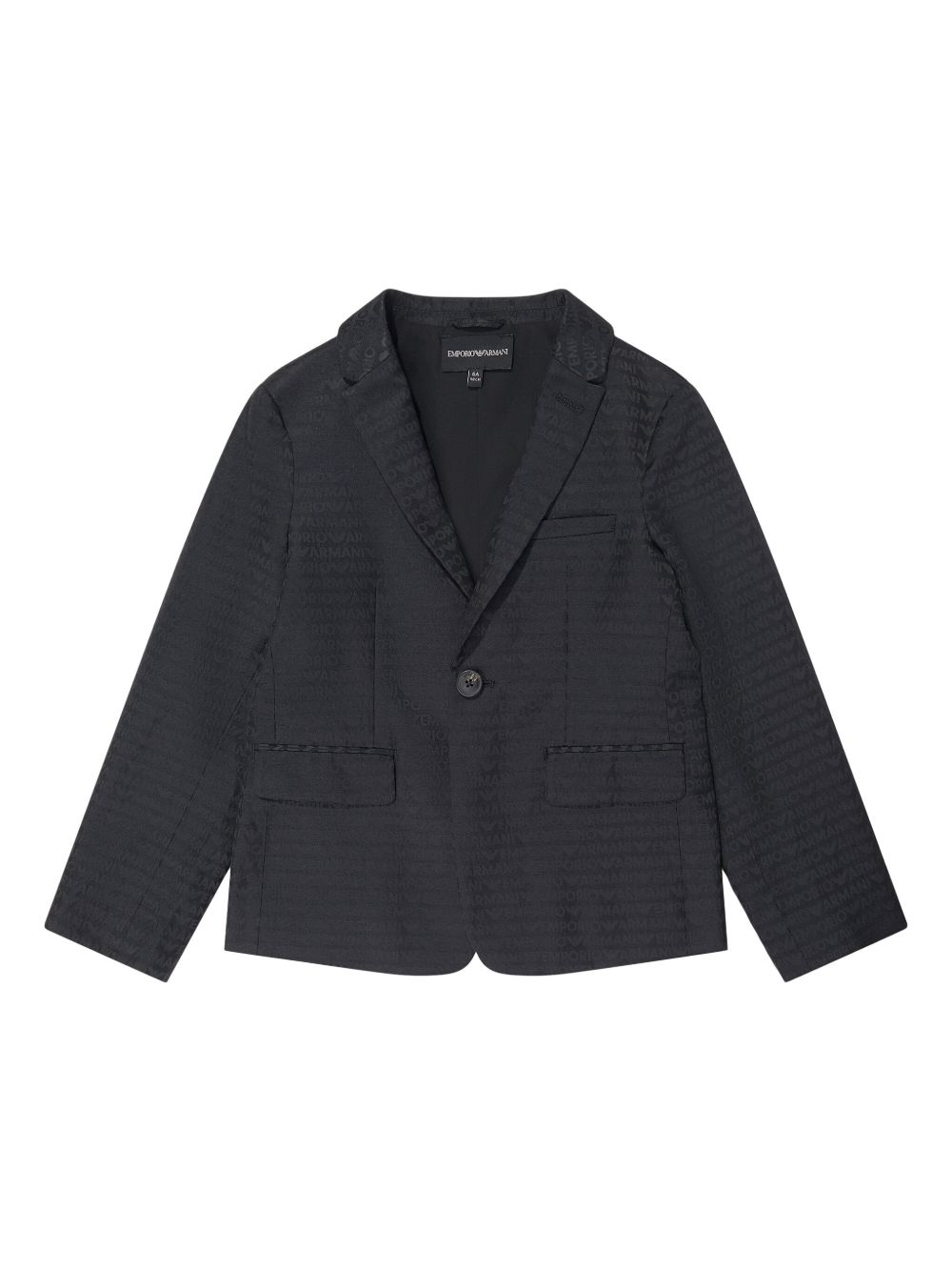 Emporio Armani Kids 压纹logo西装夹克 - 蓝色