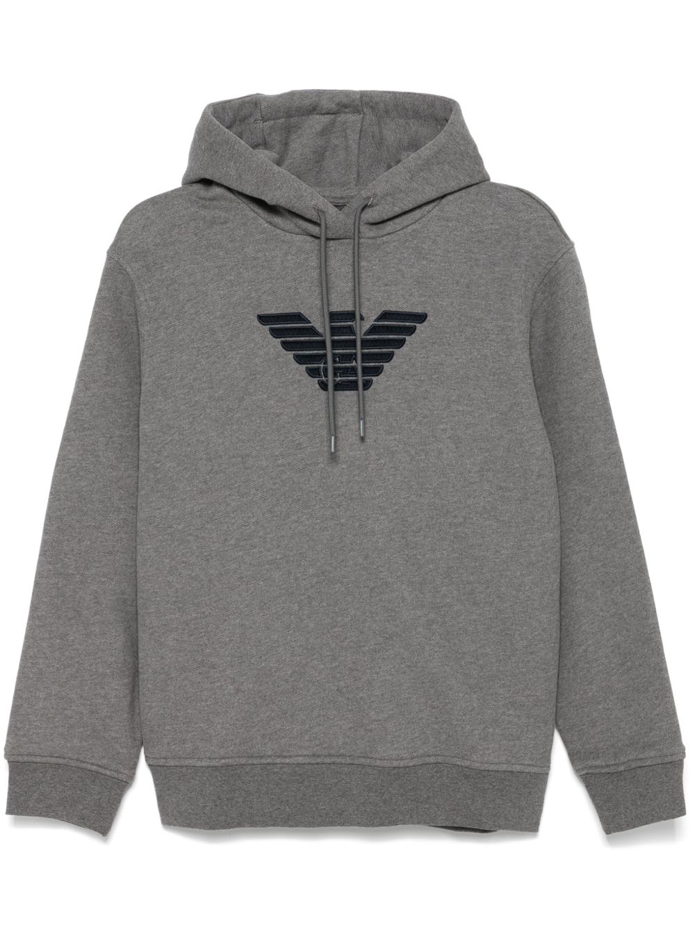 Emporio Armani logo刺绣连帽衫 - 灰色