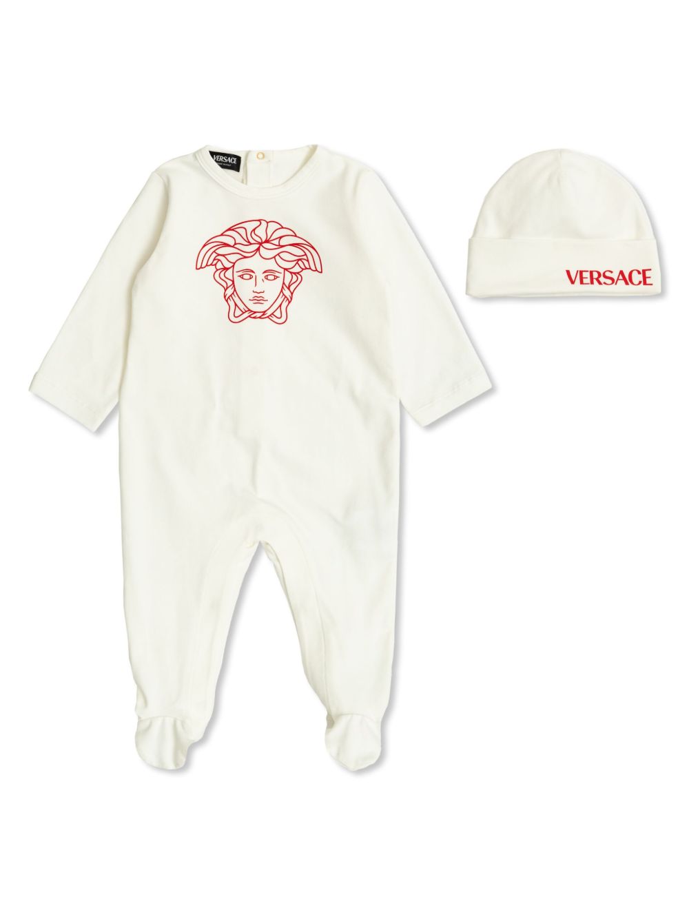 Versace Kids 美杜莎印花连体衣 - 白色