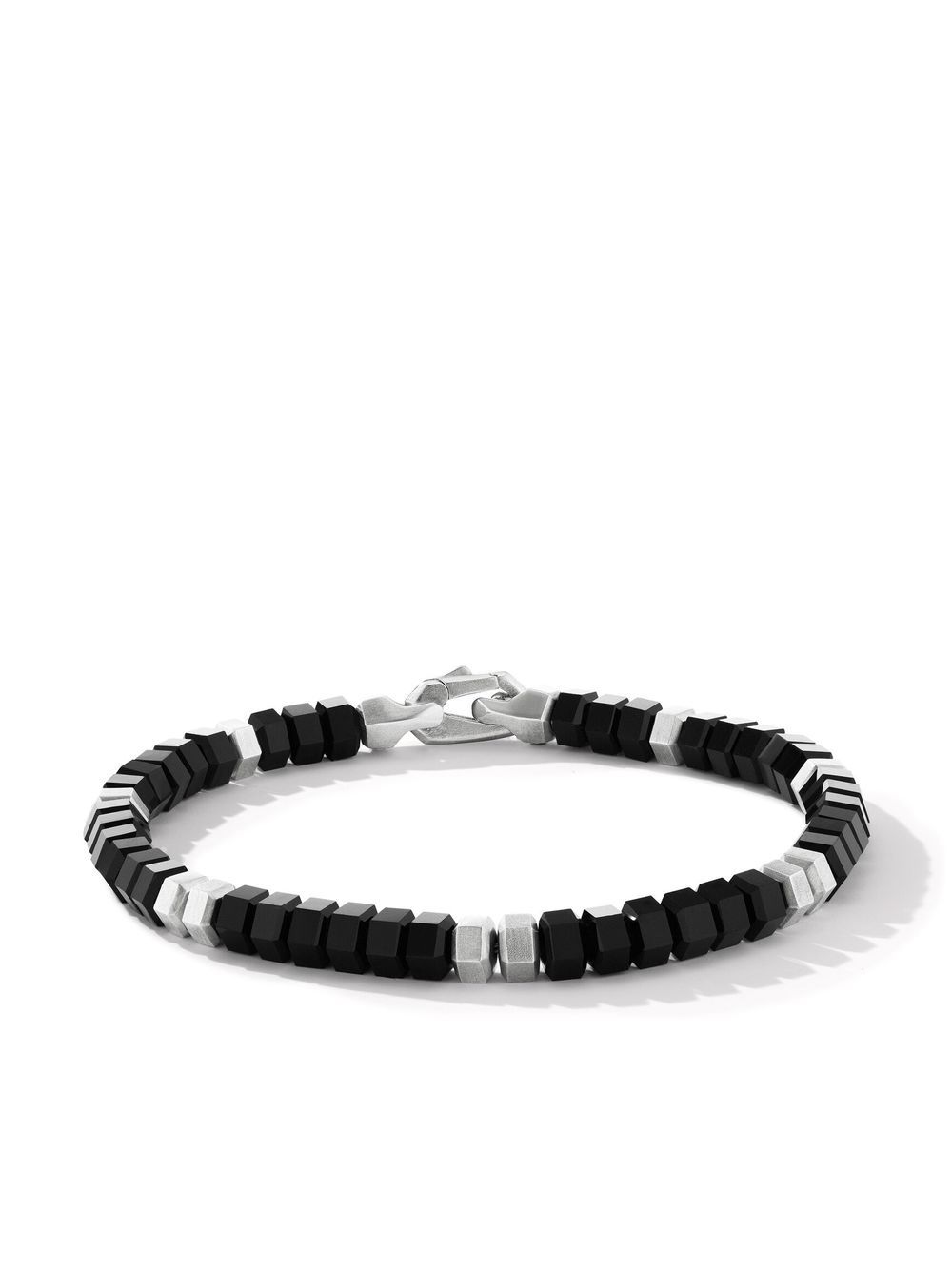 David Yurman 纯银 Hex Bead 缟玛瑙手链 - 黑色