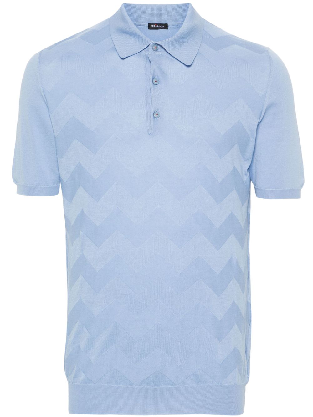 Kiton 人字纹细节密织罗纹polo衫 - 蓝色