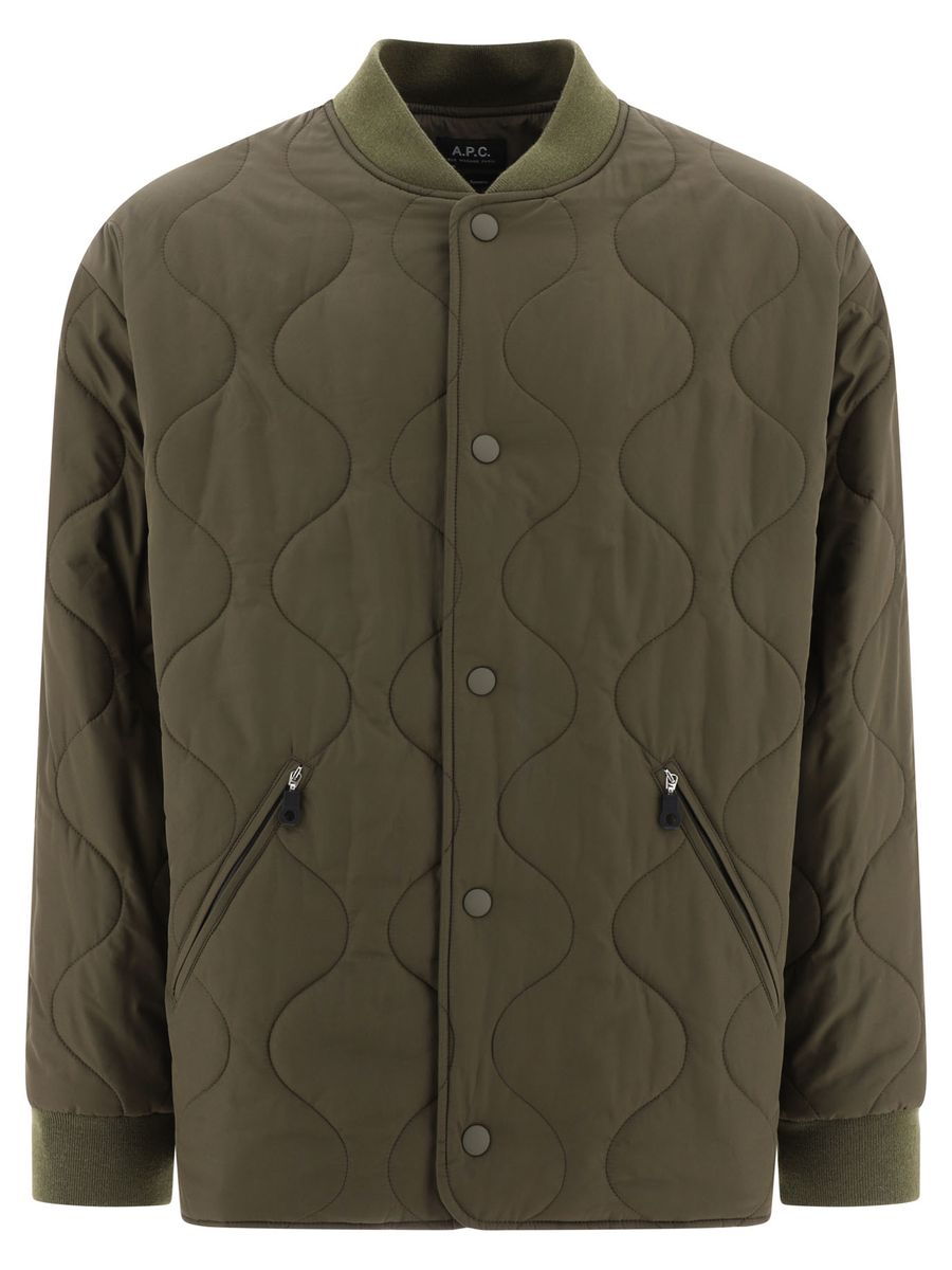 'Florent' Military Green Jacket With Snap Buttons In Quilted Fabric Man