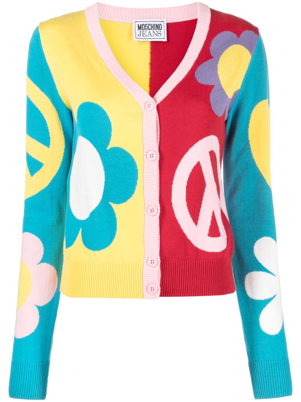 MOSCHINO JEANS 图案嵌花开衫 - 黄色