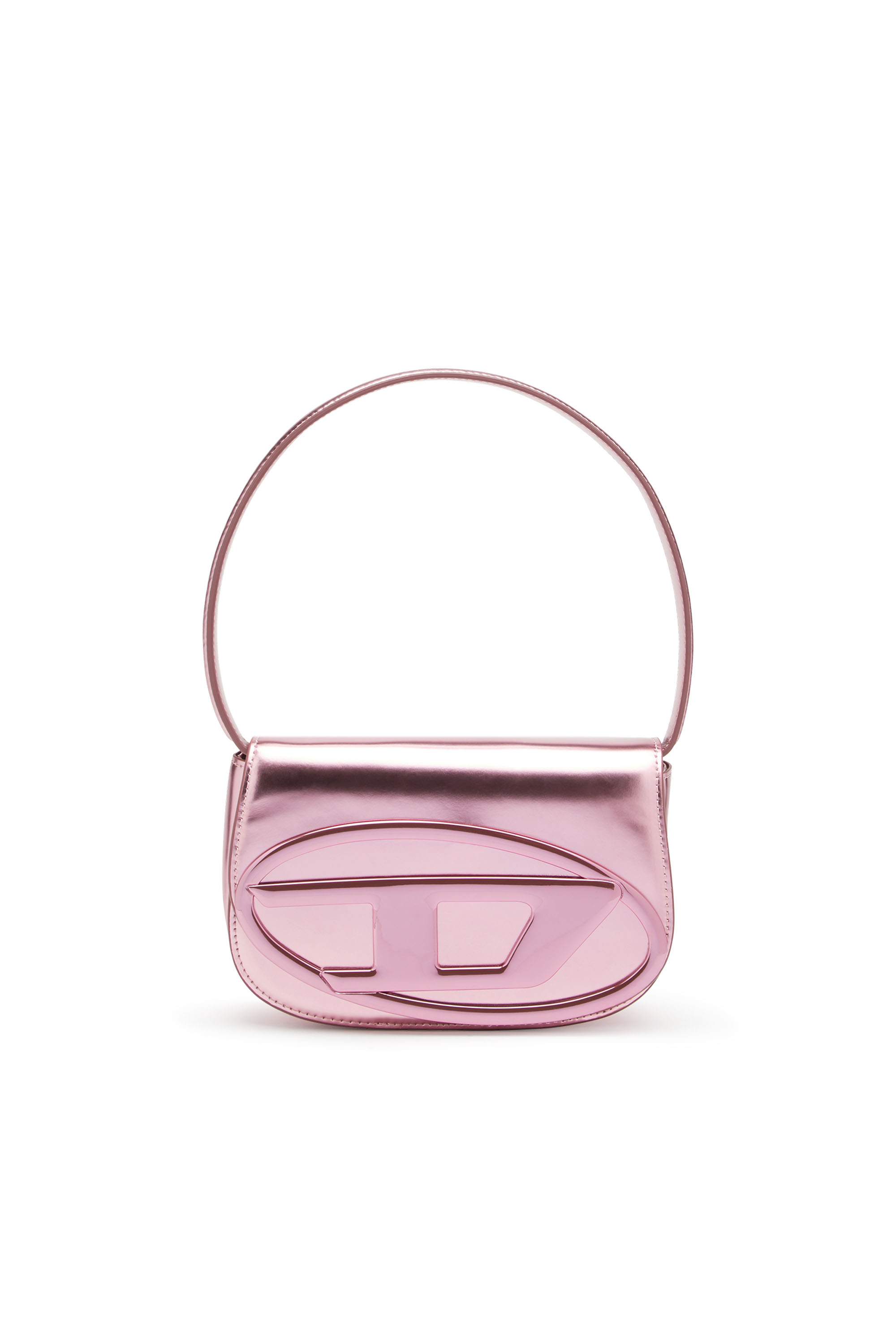 Diesel - 1DR-Iconic shoulder bag in mirrored leather - Shoulder Bags - Woman - Pink