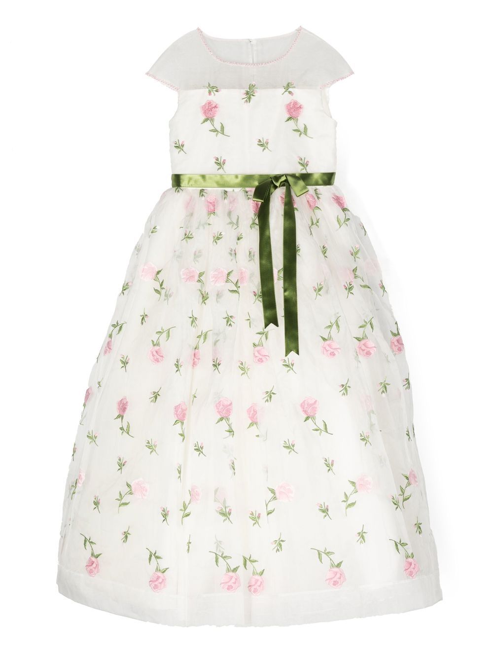 MARCHESA KIDS COUTURE 花卉印花短袖连衣裙 - 白色