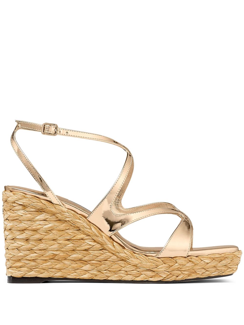 Jimmy Choo Ayla 高跟草编鞋（8.5厘米） - 金色