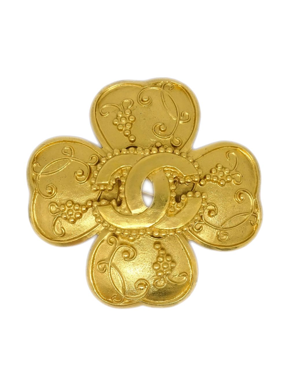 CHANEL Pre-Owned CC 四叶草造型胸针（1996年典藏款） - 金色
