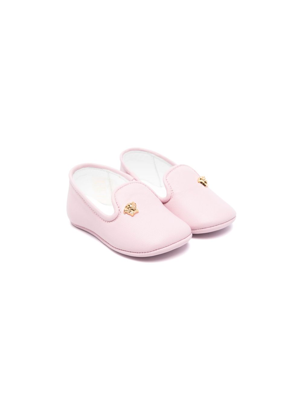 Versace Kids 美杜莎头像细节芭蕾平底鞋 - 粉色
