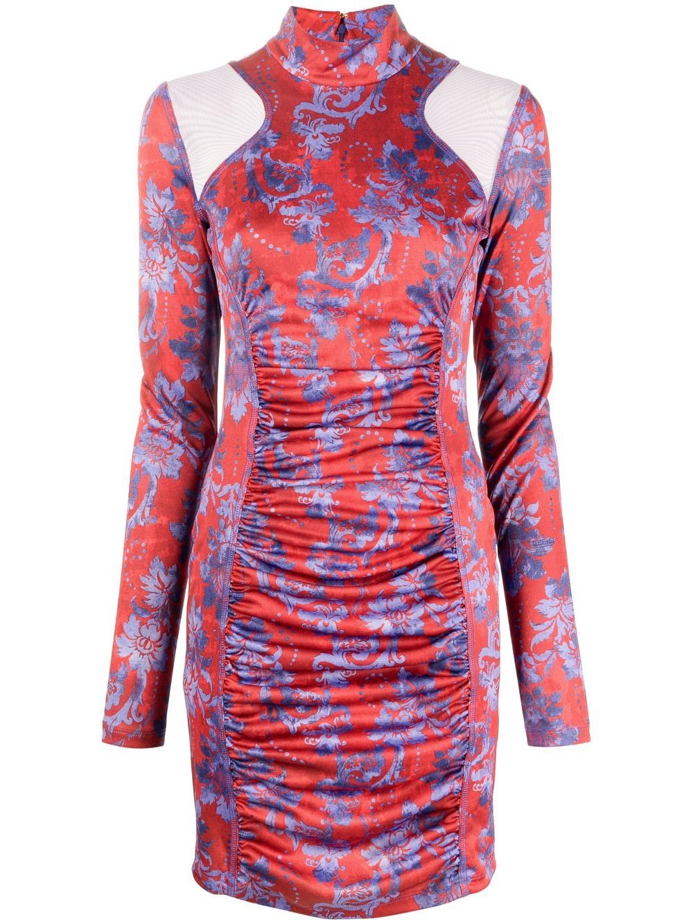 Versace Jeans Couture 范思哲 佩斯理印花褶饰迷你连衣裙 - 红色
