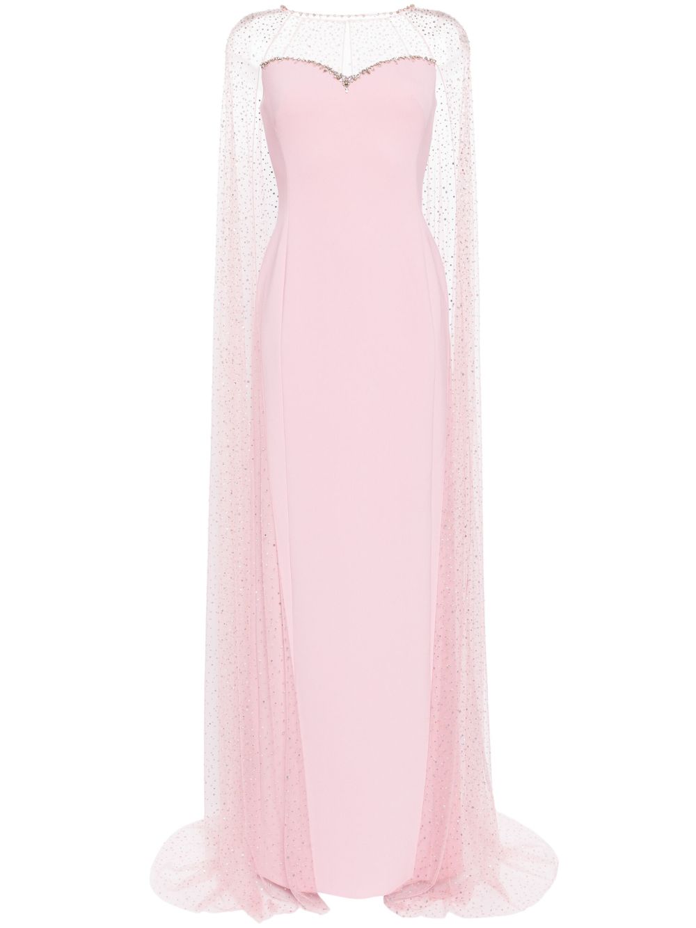 Jenny Packham Cordelia 水钻缀饰斗篷式礼服 - 粉色