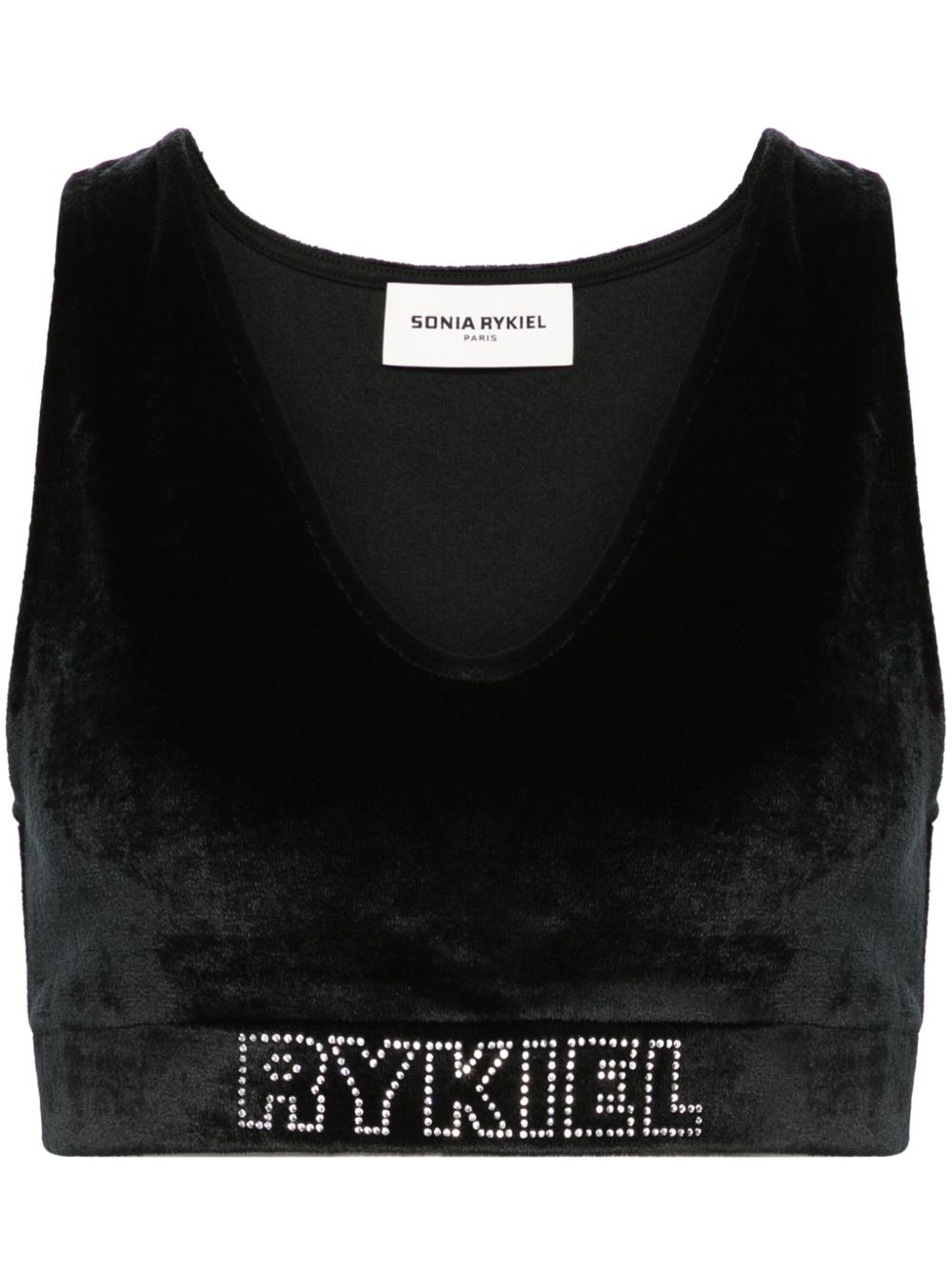 Sonia Rykiel V领丝绒文胸 - 黑色