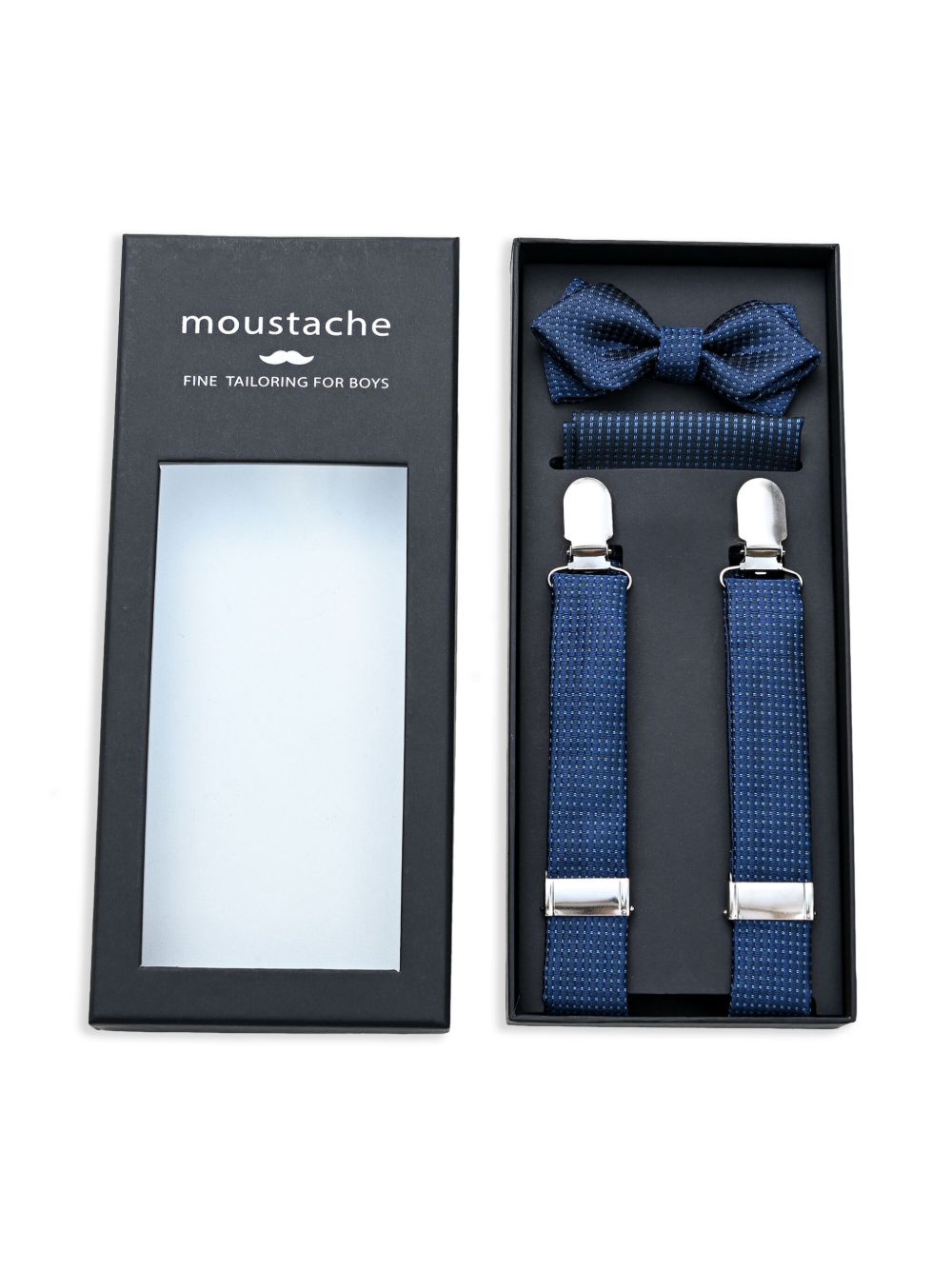 Moustache 纹理背带套装 - 蓝色