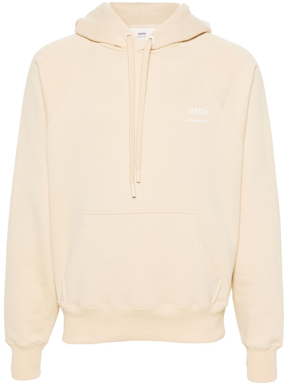 AMI Paris logo印花棉连帽衫 - 黄色