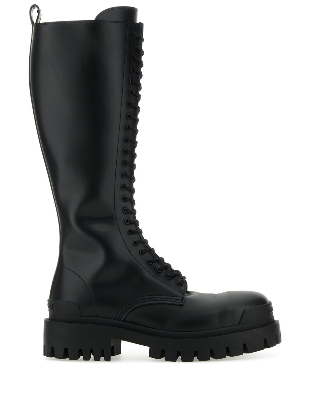 Balenciaga Strike 皮质系带短靴 - 黑色