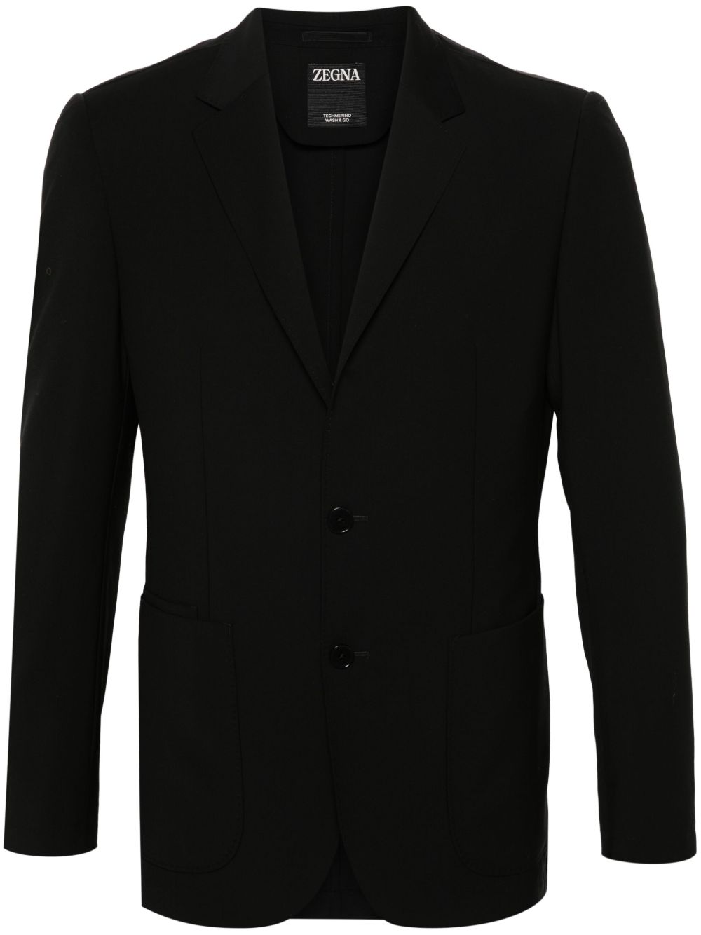 Zegna 府绸羊毛西装夹克 - 黑色