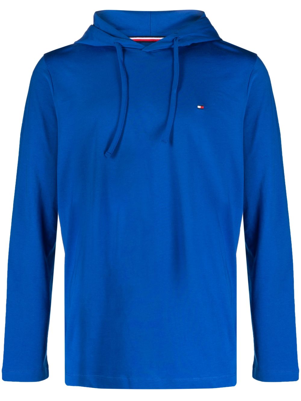Tommy Hilfiger logo刺绣棉连帽衫 - 蓝色