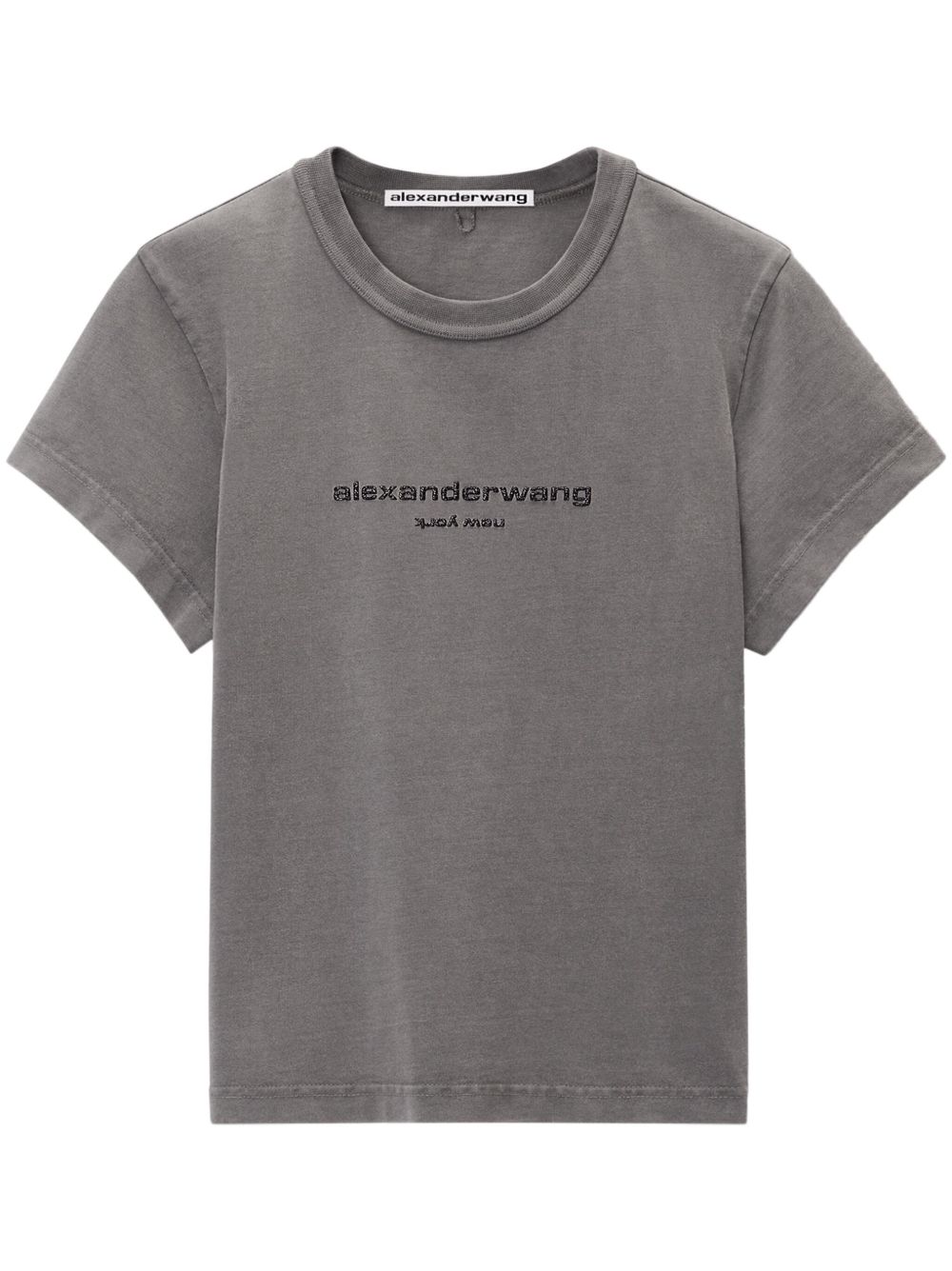 Alexander Wang logo贴花紧身T恤 - 灰色