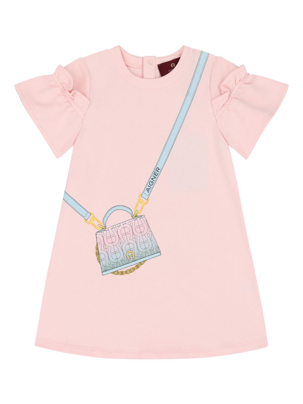 Aigner Kids 包袋印花连衣裙 - 粉色