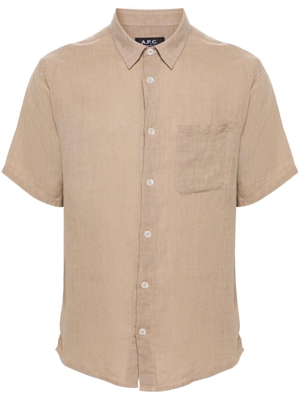 A.P.C. logo刺绣亚麻衬衫 - 中性色