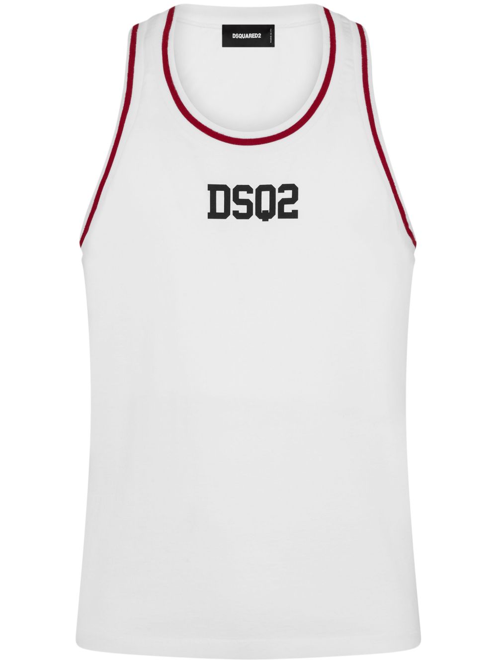 DSQUARED2 logo印花棉坦克背心 - 白色