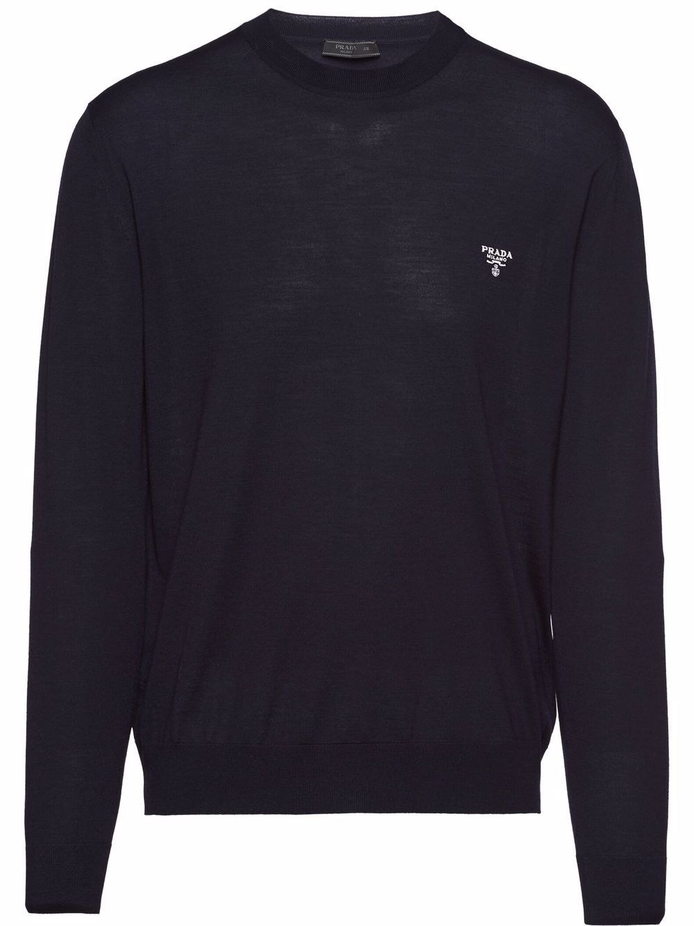 Prada logo刺绣羊毛毛衣 - 蓝色