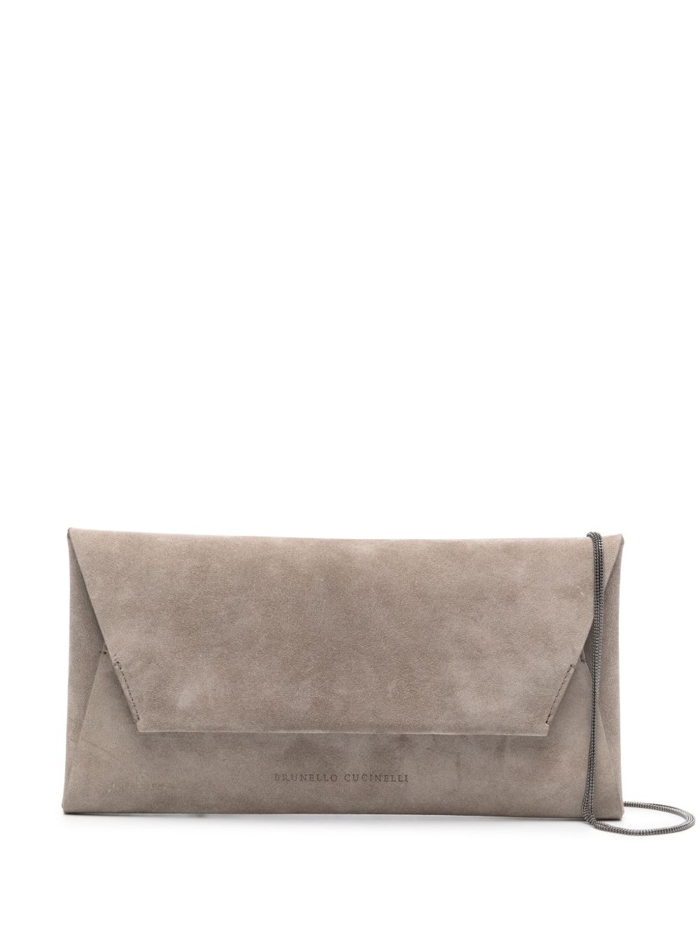 Brunello Cucinelli 信封式绒面皮单肩包 - 中性色