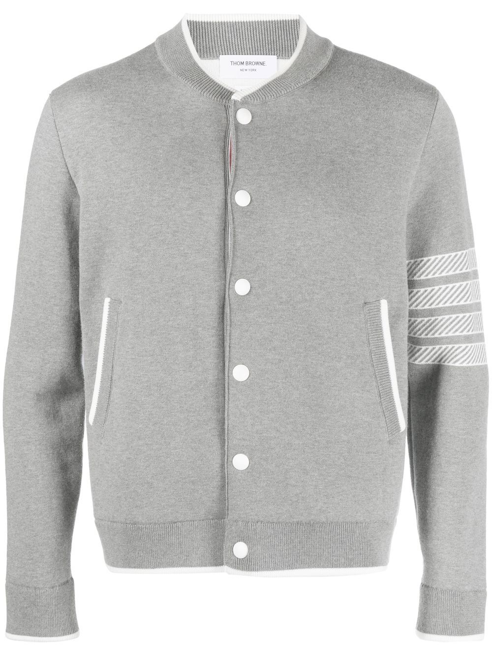 Thom Browne 四条纹船锚印花开衫 - 灰色