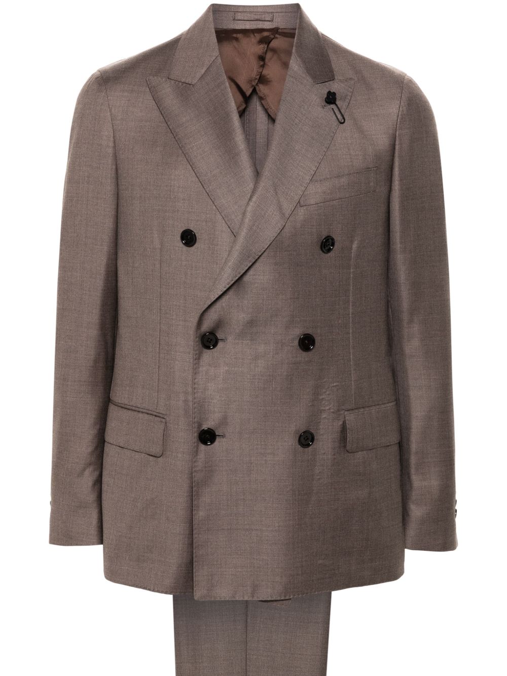 Lardini logo胸针西装套装 - 褐色