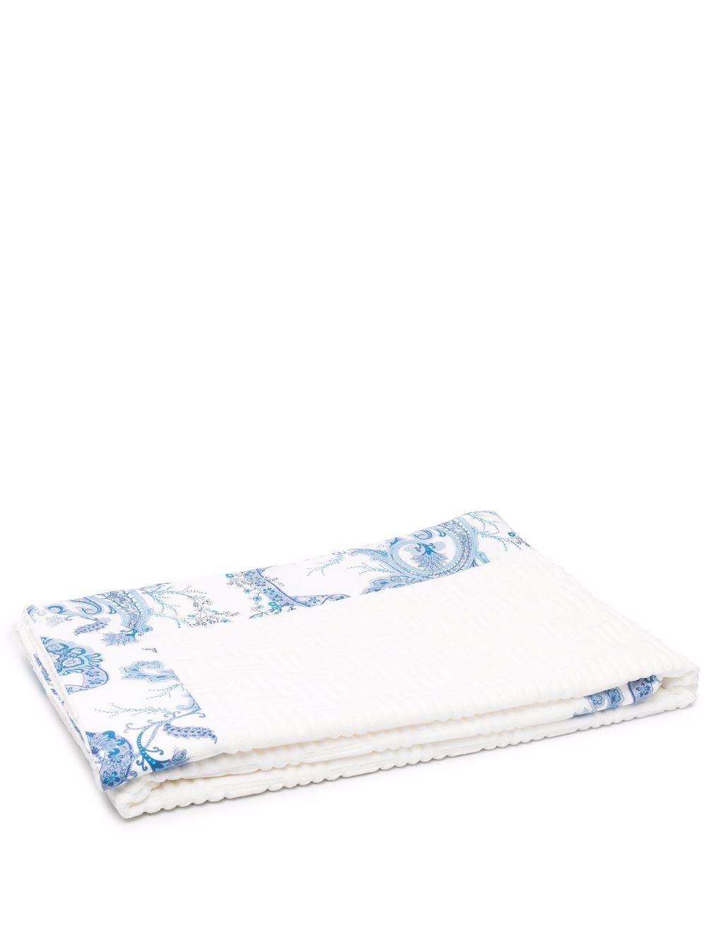 ETRO HOME 佩斯理印花边饰沙滩巾 - 白色