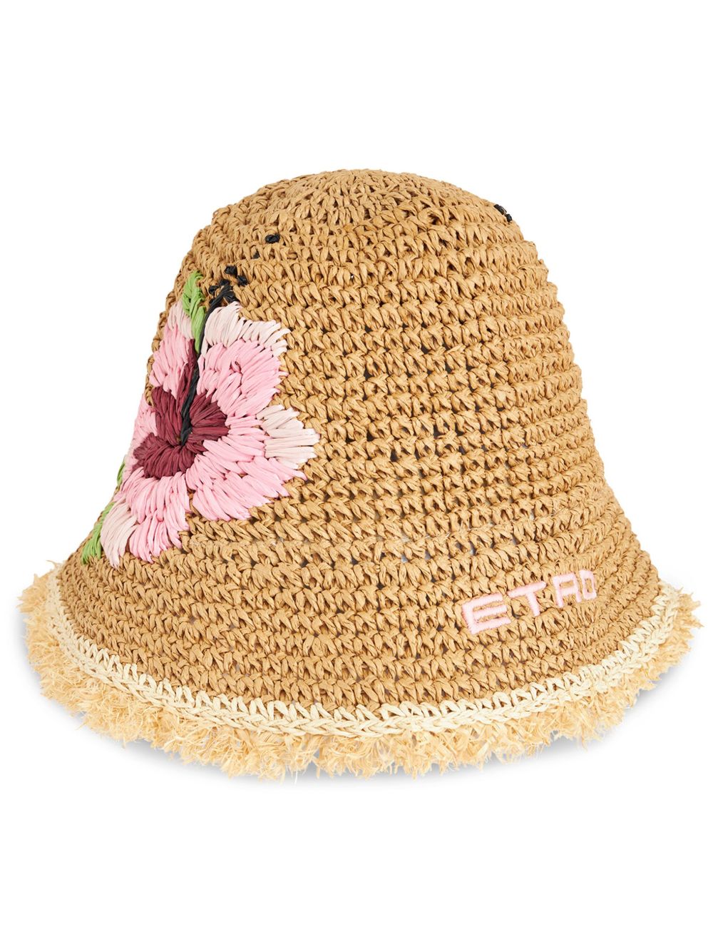 ETRO 花卉刺绣拉菲草渔夫帽 - 中性色