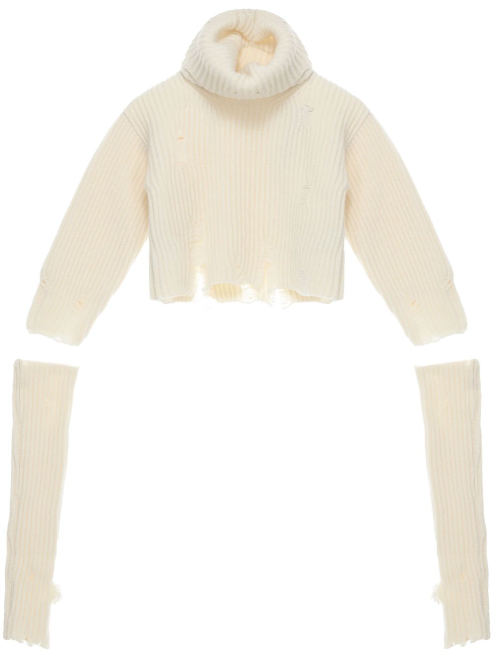 Ann Demeulemeester 高领短款毛衣 - 白色