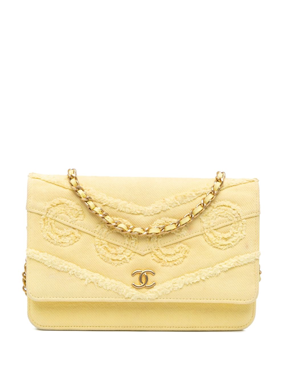 CHANEL Pre-Owned Coco 牛仔流苏搭链斜挎钱包（2019年典藏款） - 黄色