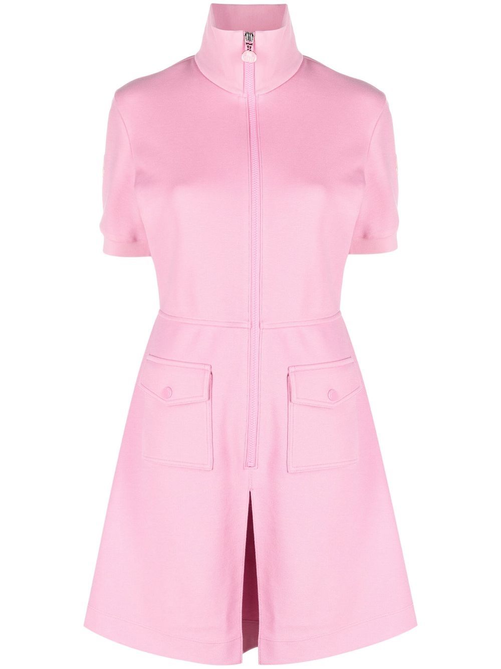 Moncler Pink Zip Fastening Short Sleeve Mini Dress - 粉色
