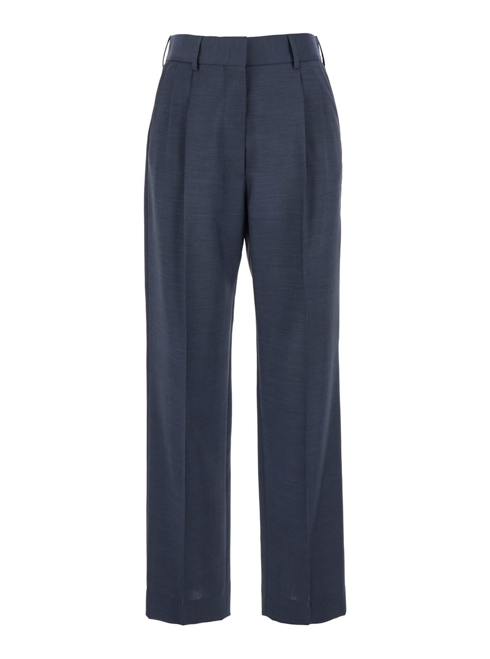 Blazé Milano aile Blue Pants With Belt Loops And Box-pleated Details In Wool Blend Woman