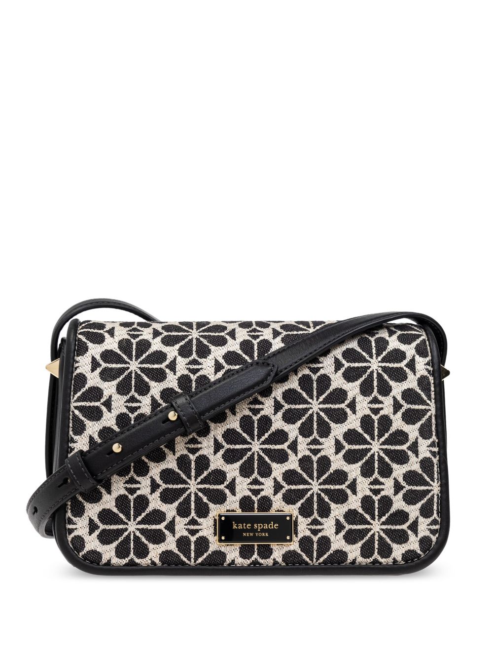 Kate Spade 花卉提花斜挎包 - 黑色