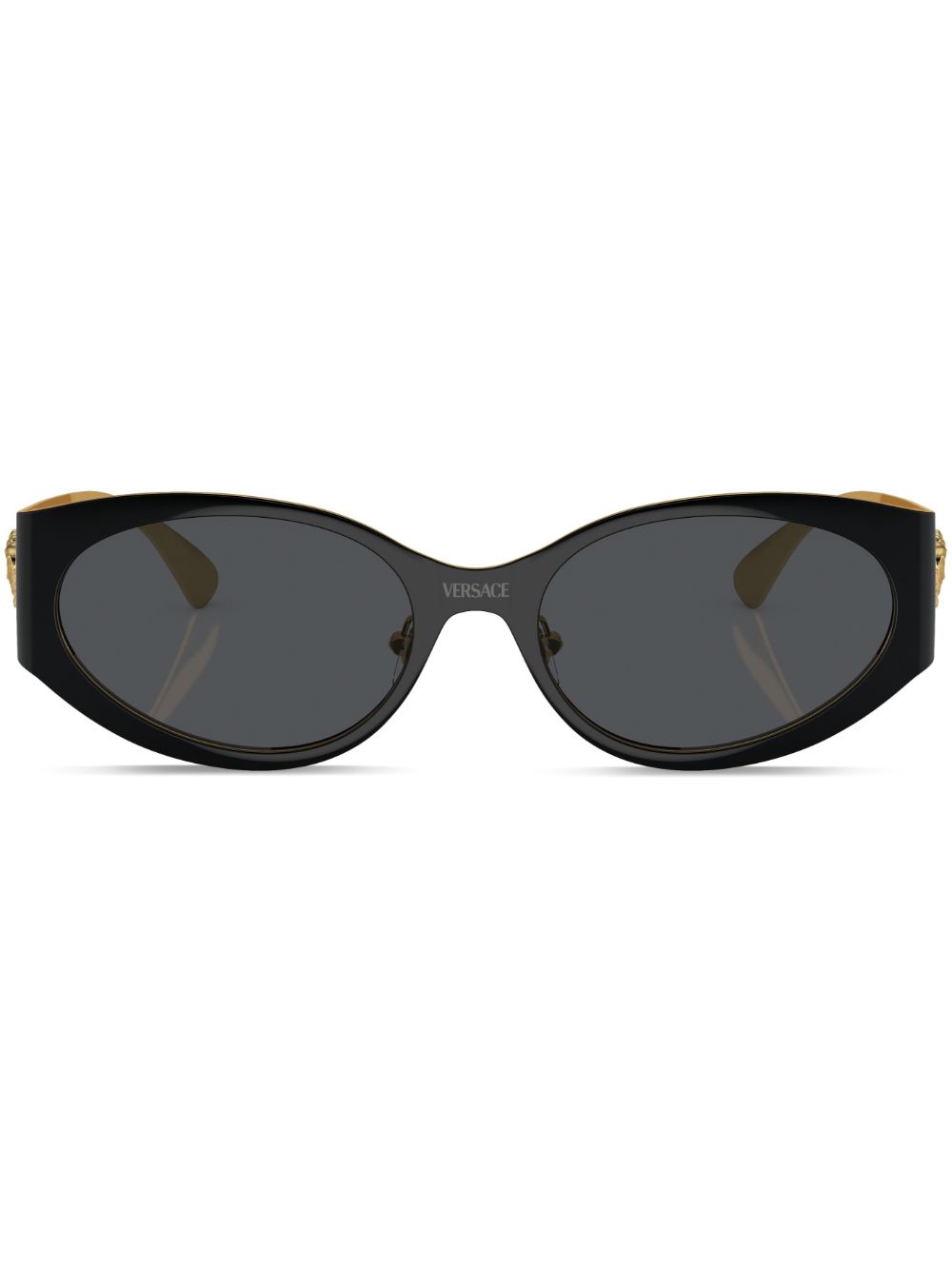 Versace Eyewear 椭圆形框太阳眼镜 - 黑色