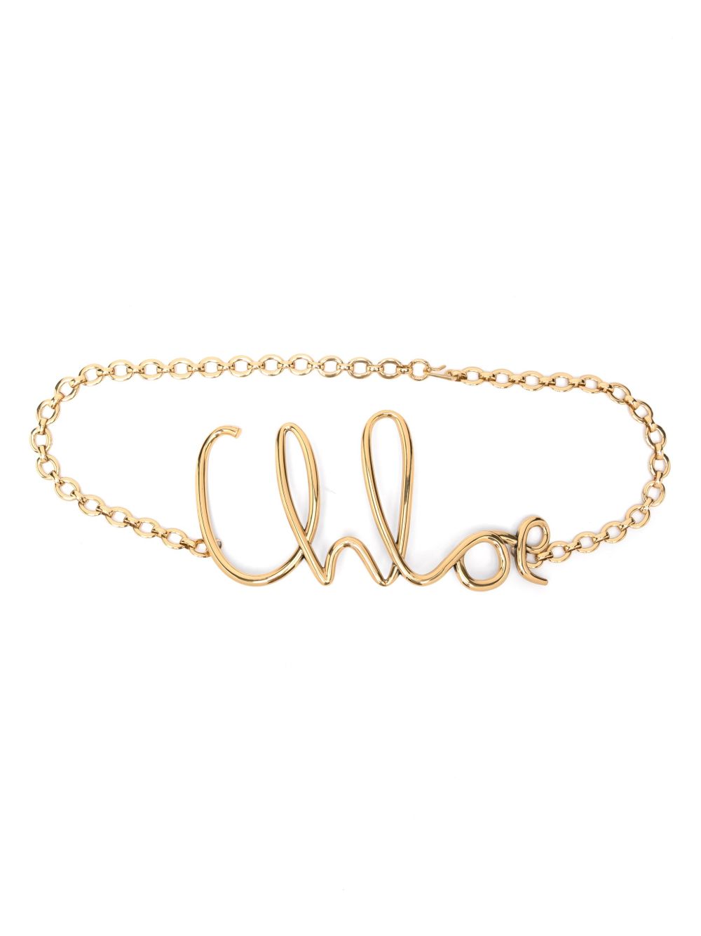 Chloé logo标牌腰带 - 金色