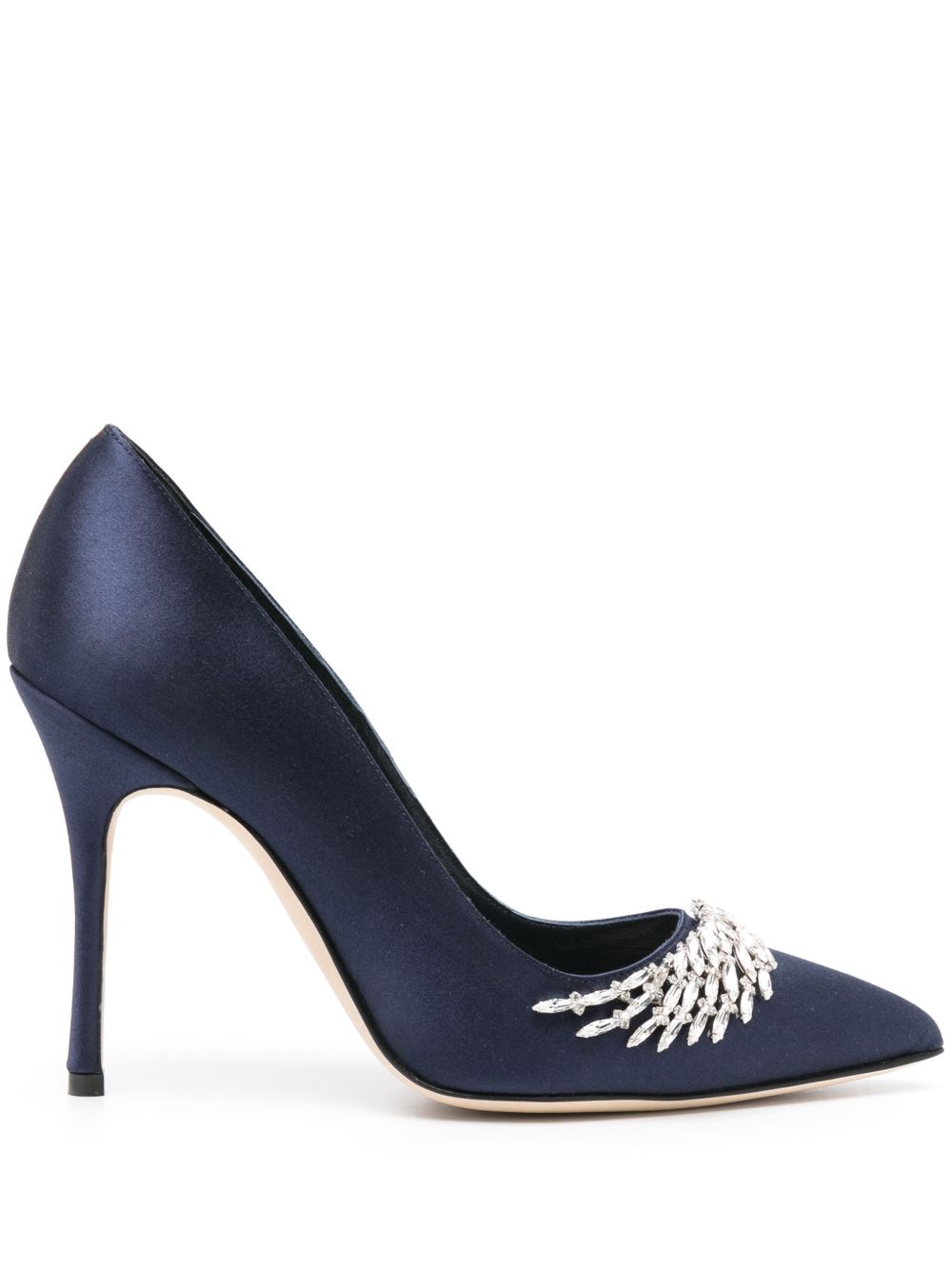 Manolo Blahnik Pluma 晶饰高跟鞋 - 蓝色