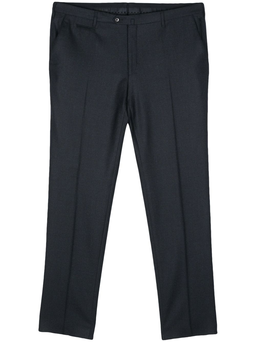 Corneliani 格纹羊毛西裤 - 蓝色