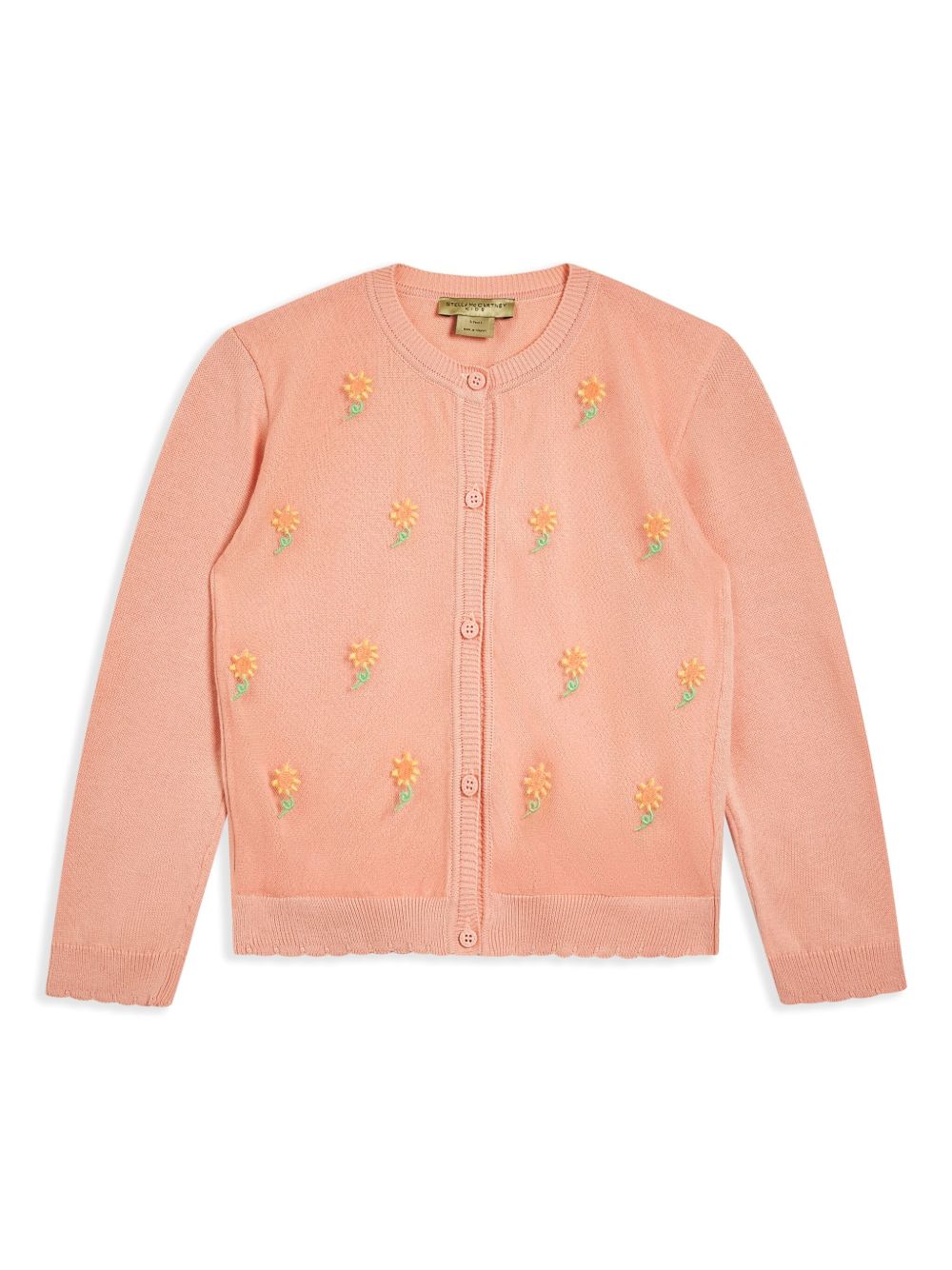 Stella McCartney Kids 向日葵嵌花针织棉开衫 - 粉色
