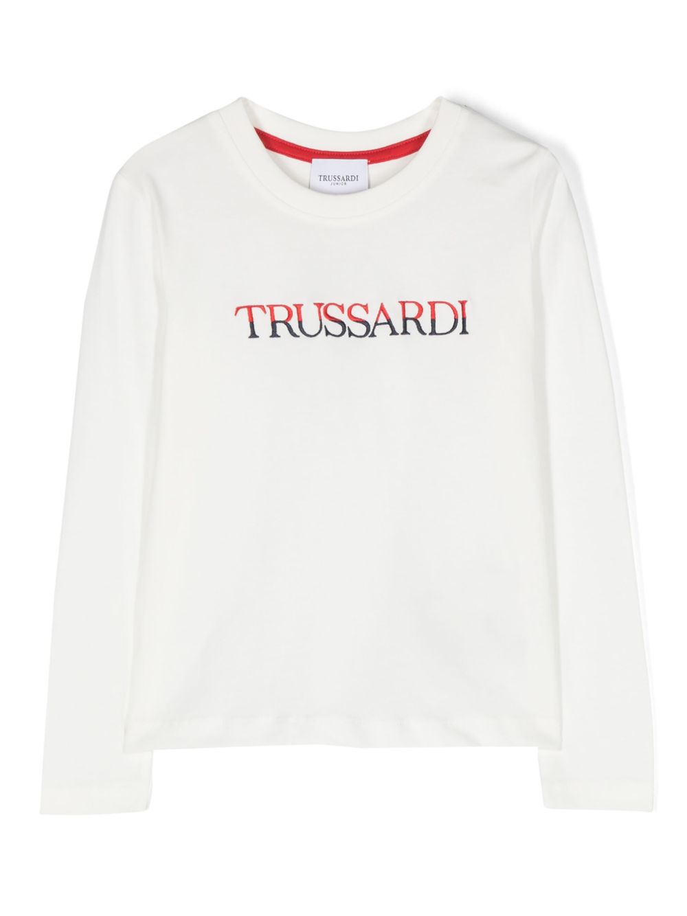 TRUSSARDI JUNIOR logo刺绣棉T恤 - 白色