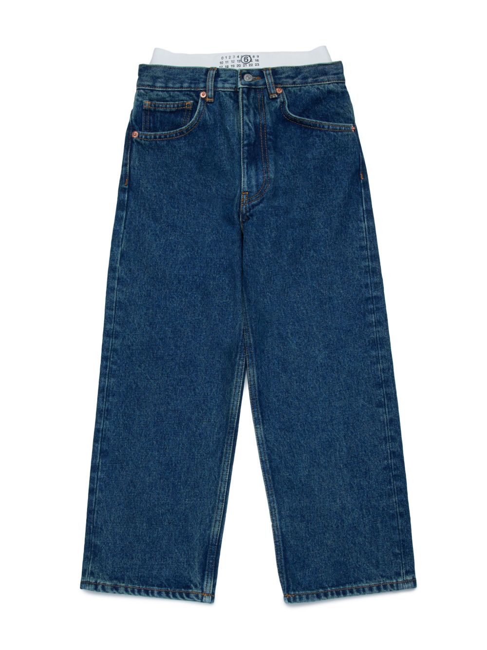 MM6 Maison Margiela Kids 双腰边阔腿牛仔裤 - 蓝色