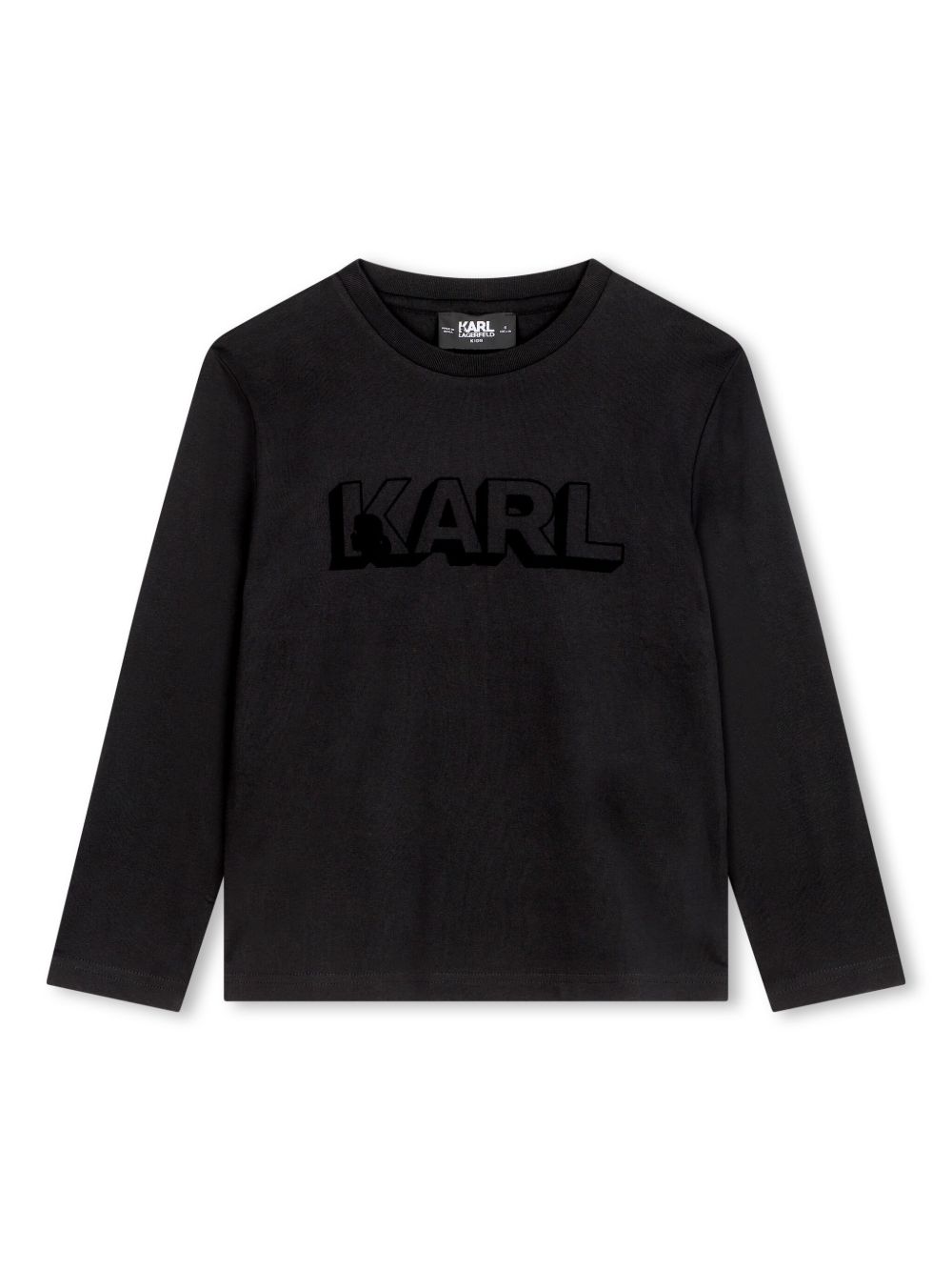 Karl Lagerfeld Kids 长袖棉T恤 - 黑色