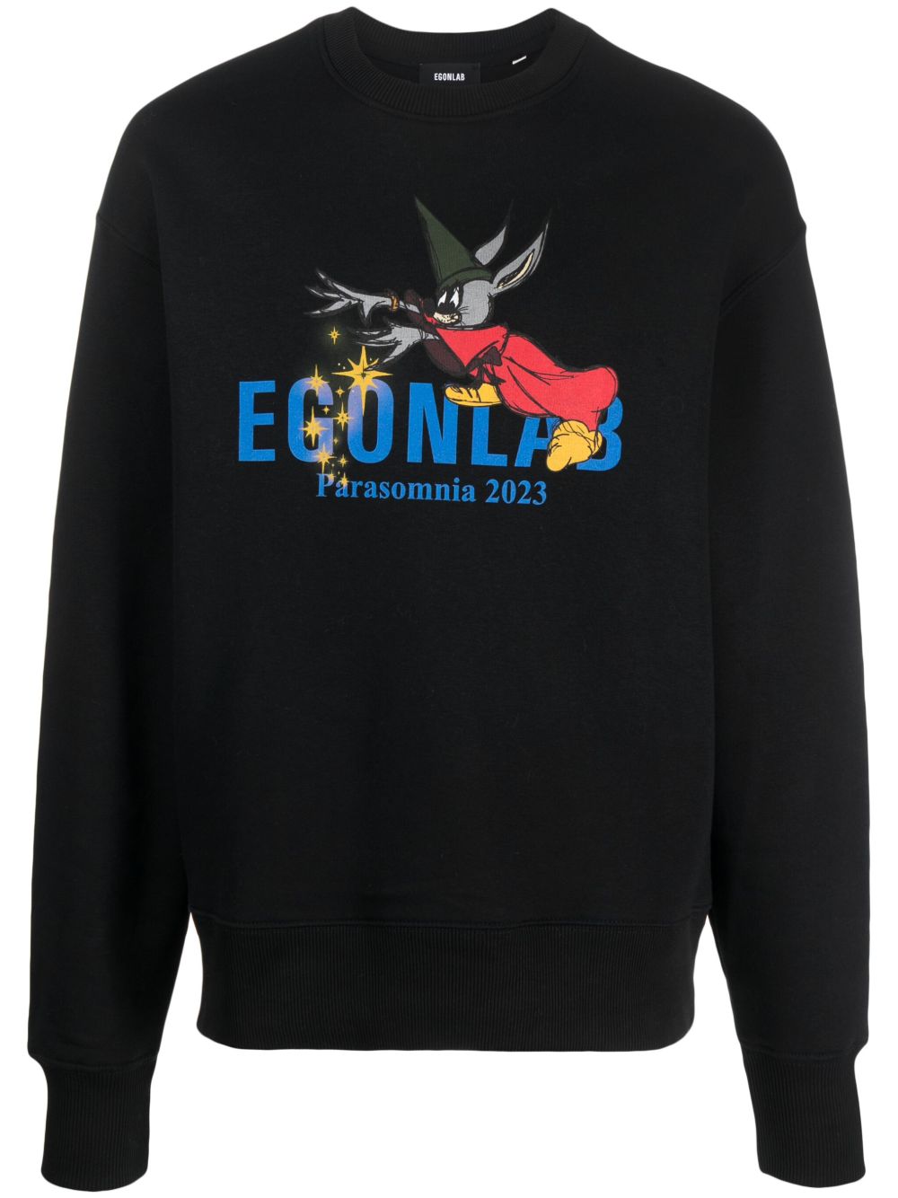 EGONlab. logo印花棉卫衣 - 黑色