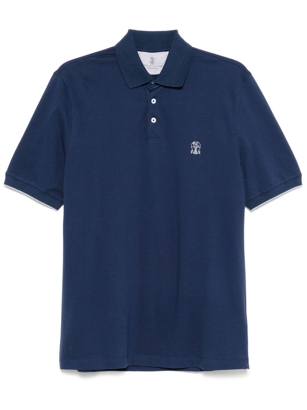 Brunello Cucinelli logo印花polo衫 - 蓝色